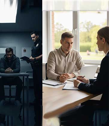 Supportive meeting helping someone plan court, probation, and next steps